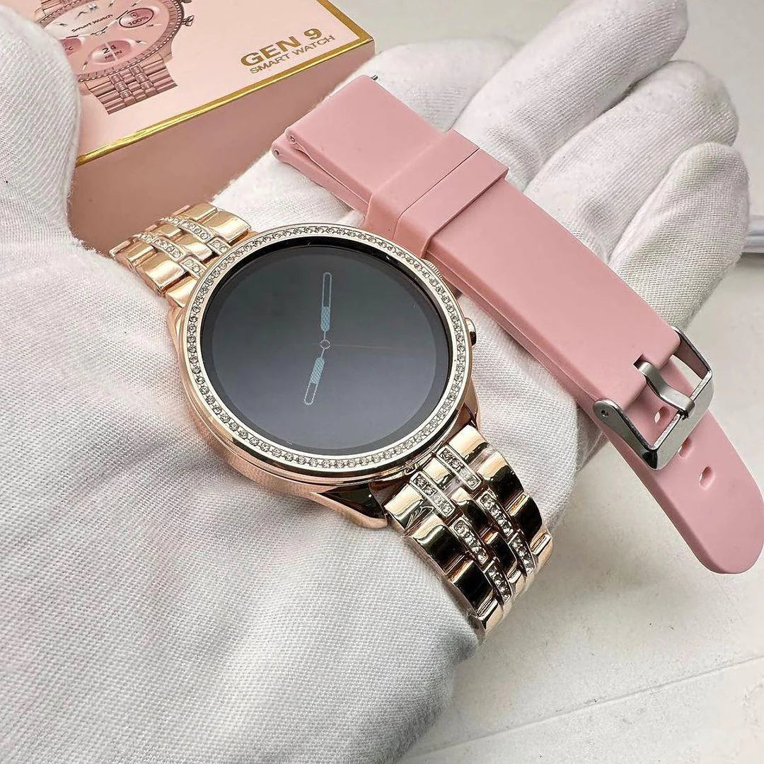 Generation 9 Edition Smartwatch With Diamond Belt And Silicon Strap